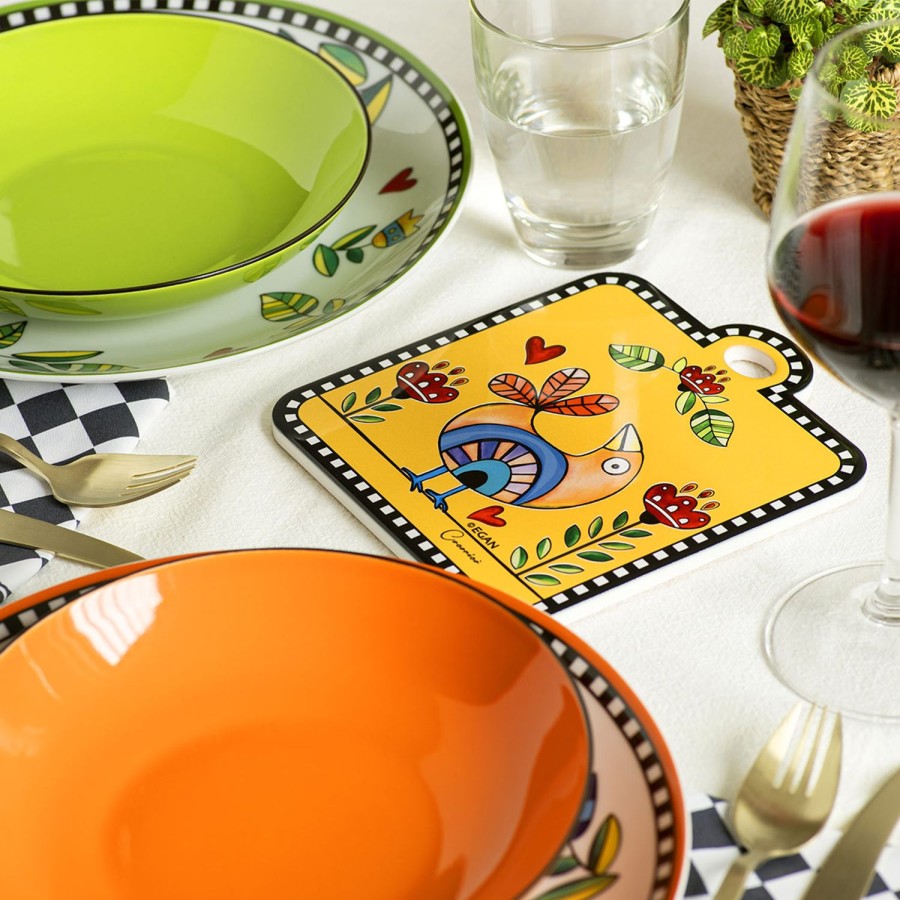 Table Egan | Set 6 Soup Plates Cocorico Green Dm 20