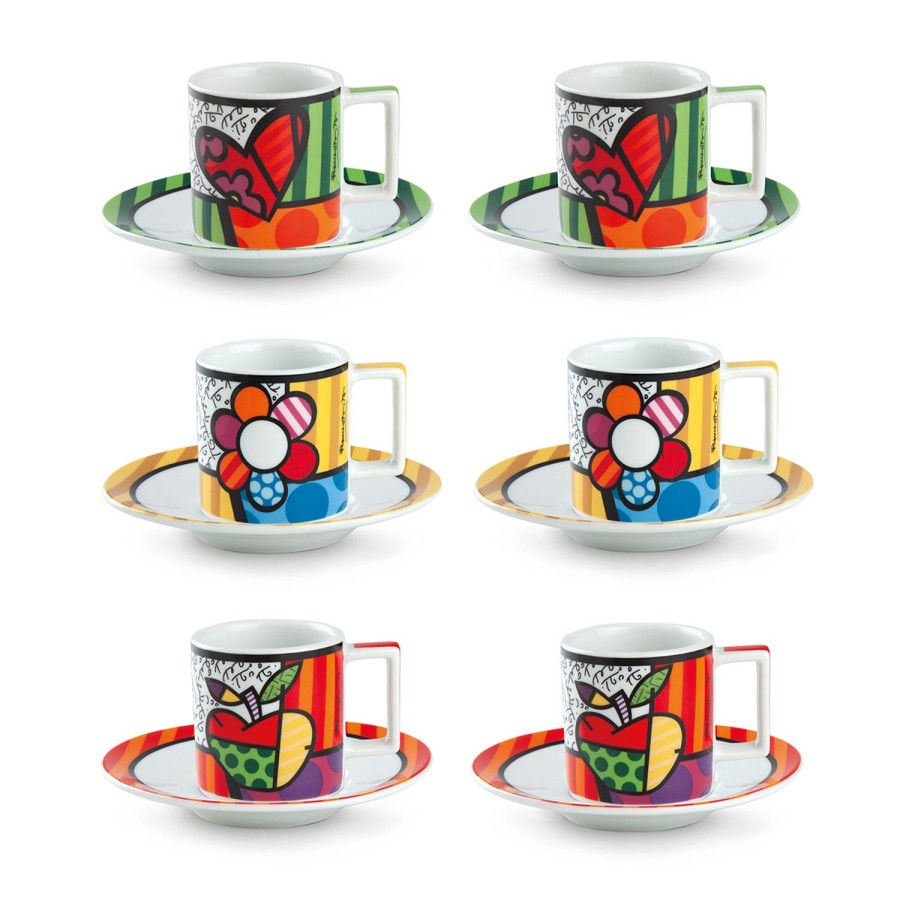 Breakfast Egan | 6 Pc. Britto'S Coffee Cups Set With Saucers