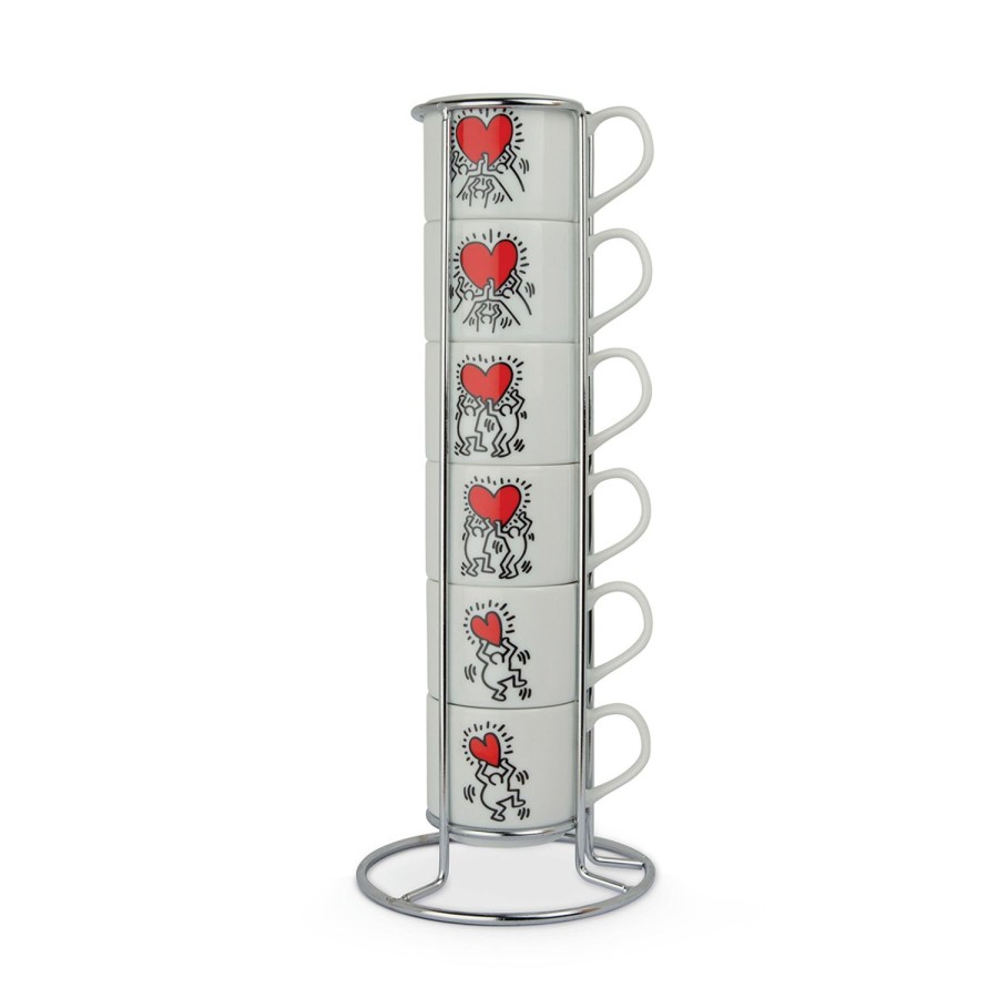 Breakfast Egan | Set 6 Coffee Cups Stackable Keith Haring + Metalrack