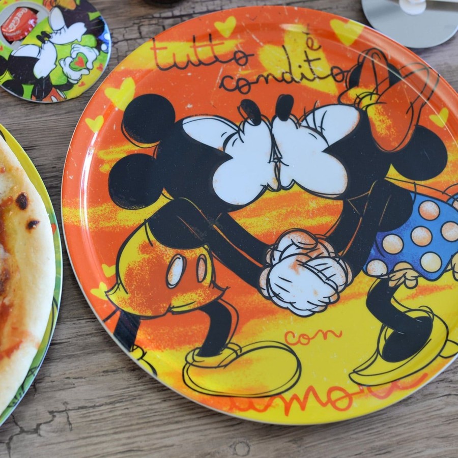 Table Egan | Set 2 Pizza Plates Green And Red Mickey Mouse O 30