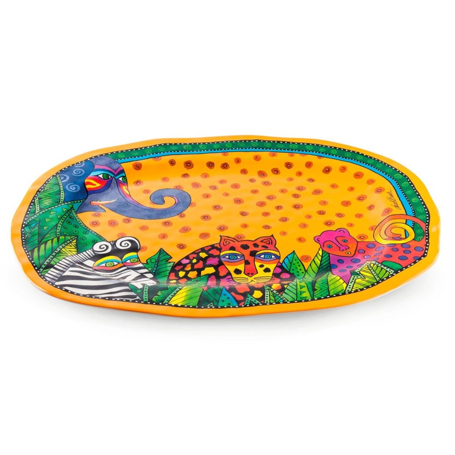 Home Furnishing Egan | Oval Tray Laurel Burch Yellow Cm. 50X35