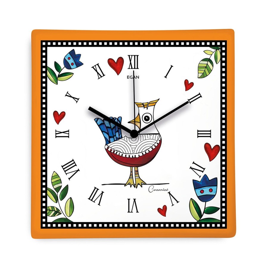 Home Furnishing Egan | Clock Cocorico Orange Cm 31X31