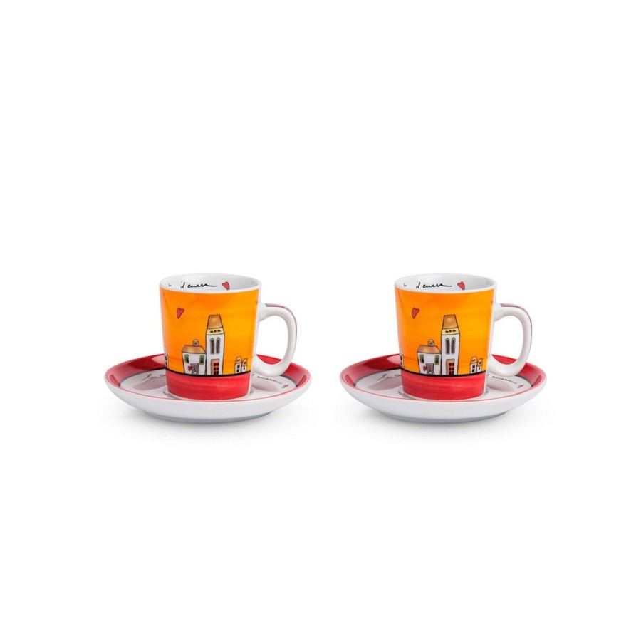 Breakfast Egan | 2 Coffee Cup Set "Le Casette" Red