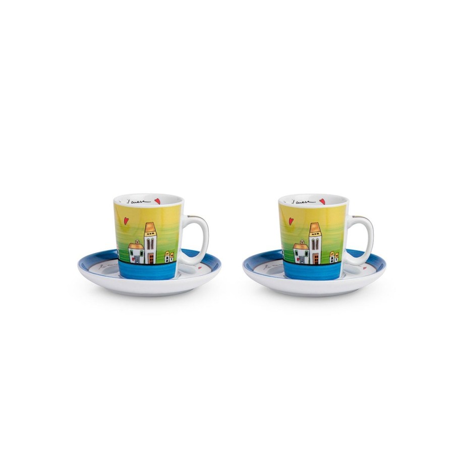 Breakfast Egan | 2 Coffee Cup Set "Le Casette" Blue