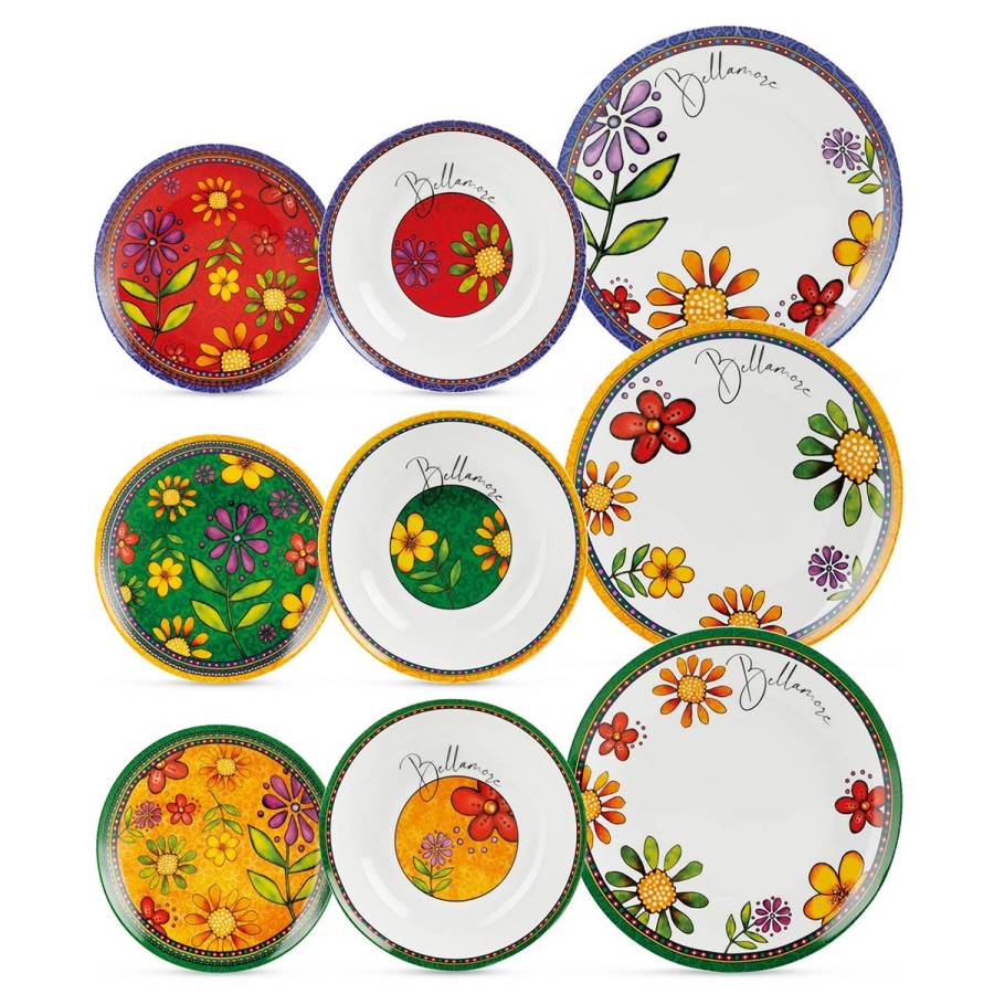 Table Egan | 18 Pc Plate Set Bellamore (6 Soup Plates 6 Dinner Plates 6 Dessert Plates)