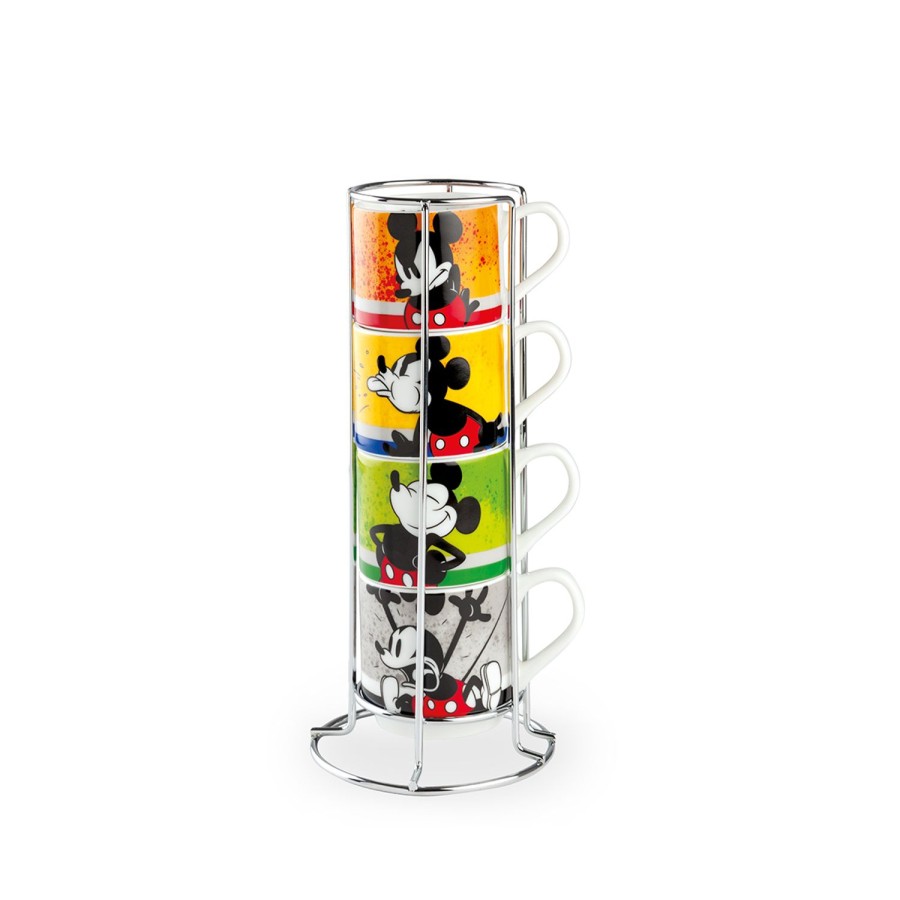 Breakfast Egan | Ml.80 4 Stackable Coffee Cups Set + Metalrack