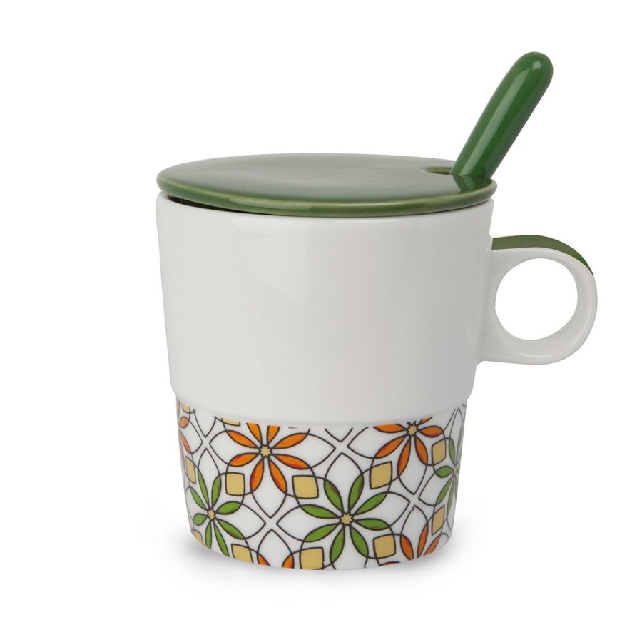 Breakfast Egan | Infusion Cup "Tea For Two" With Spoon Dark Green