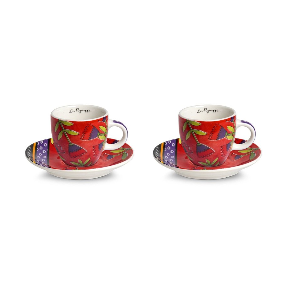 Breakfast Egan | 2 Pc Coffee Cup With Saucer Set Le Pupazze Red Ml 100