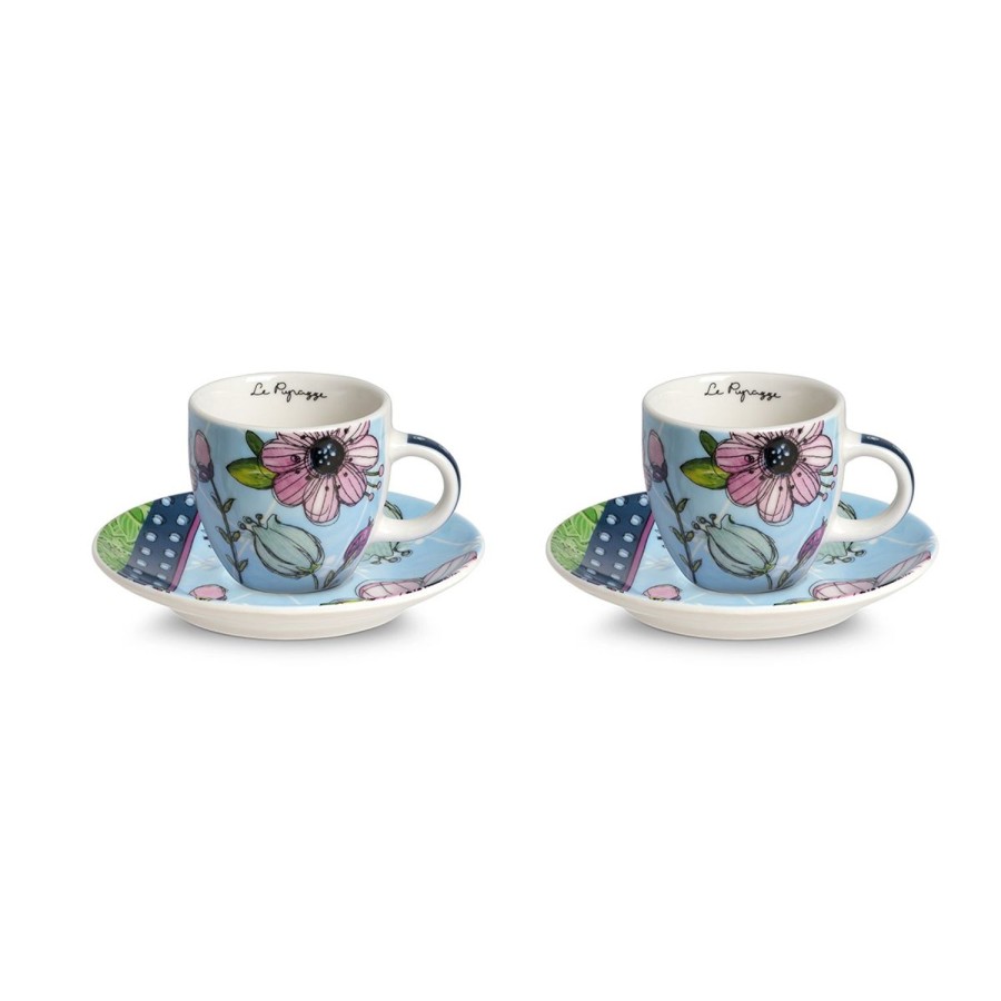 Breakfast Egan | 2 Pc Coffee Cup With Saucer Set Le Pupazze Light Blue Ml 100