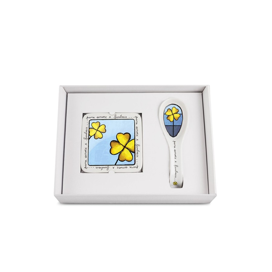 Kitchen Egan | Set Pane Amore Fantasia Ladlerest + Trivet Light Blue