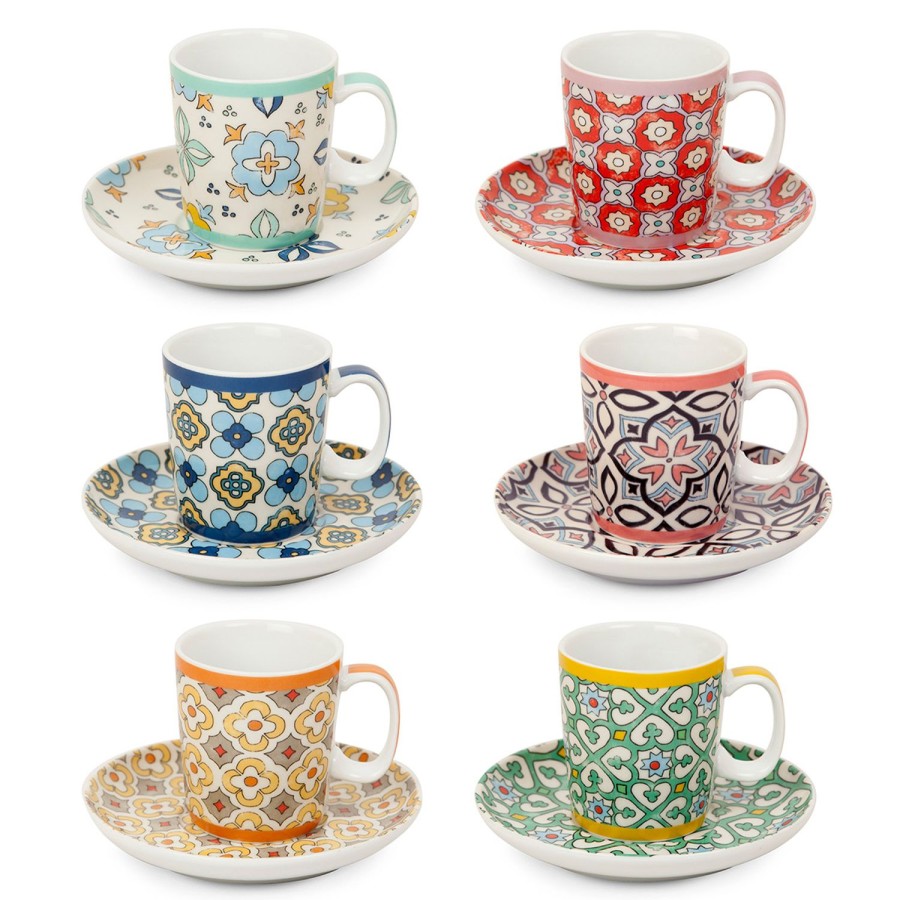 Breakfast Egan | Set 6 Coffee Cups With Saucer Majorica