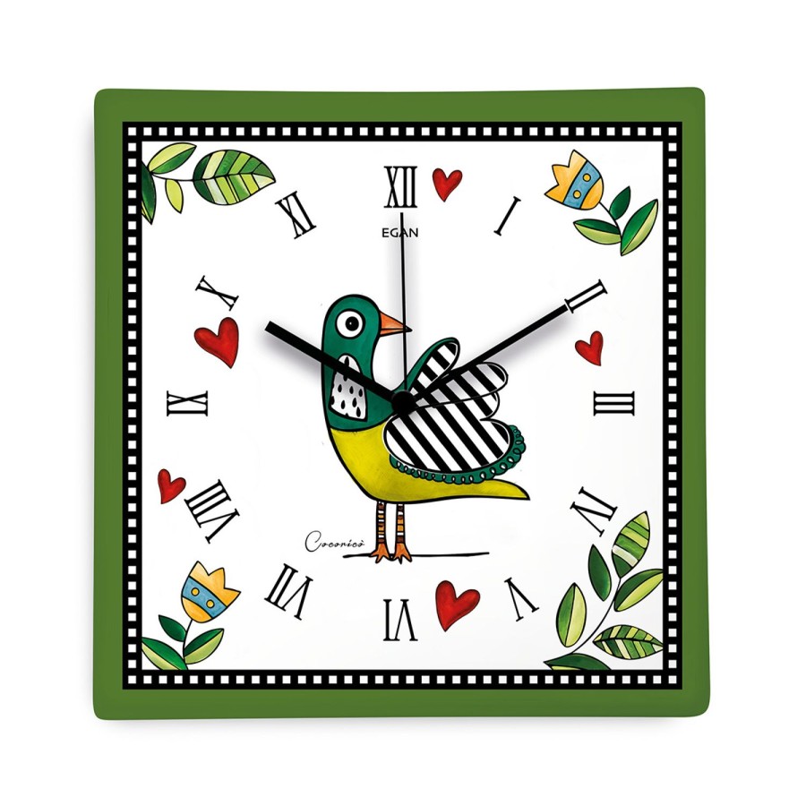 Home Furnishing Egan | Clock Cocorico Green Cm 31X31