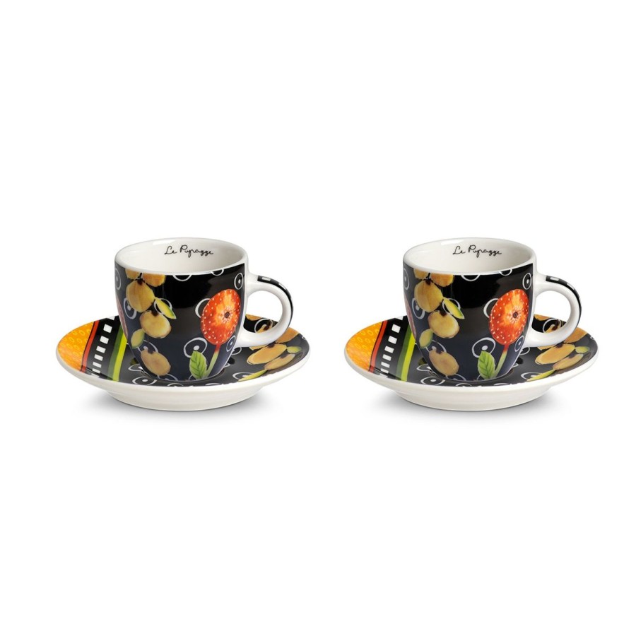 Breakfast Egan | 2 Pc Coffee Cup With Saucer Set Le Pupazze Black Ml 100