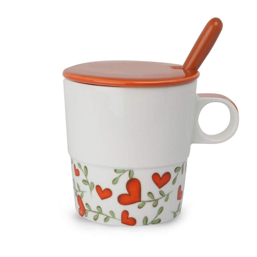 Breakfast Egan | Infusion Cup "Tea For Two" With Spoon Red