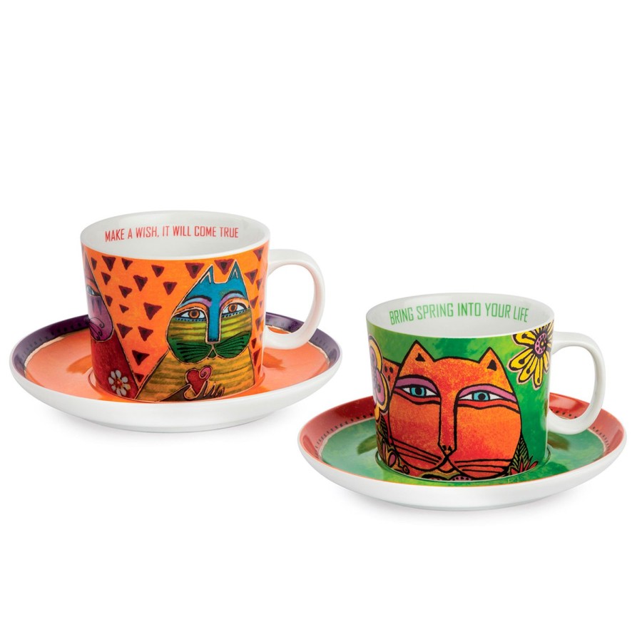 Breakfast Egan | Set 2 Cappuccino Cups Green/Orange