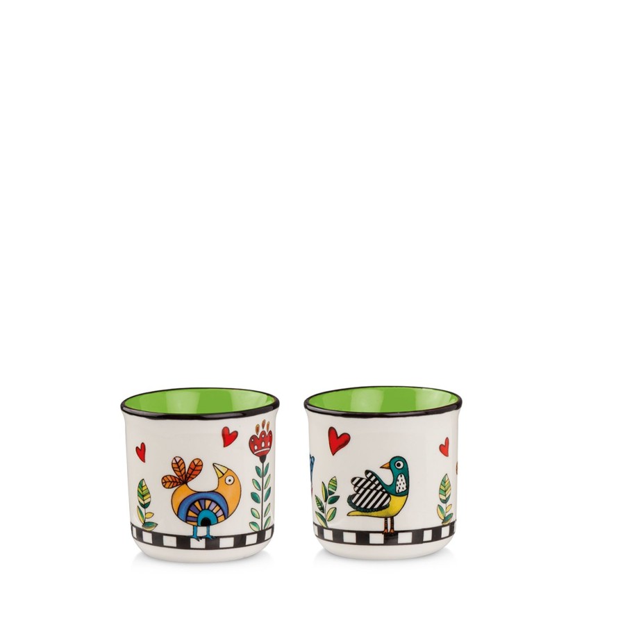 Breakfast Egan | Set 2 Mini Mugs Cocorico Green Ml 90