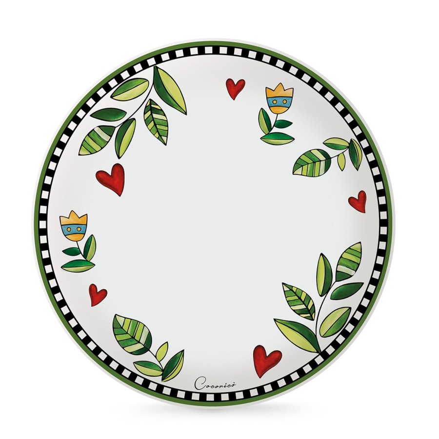 Table Egan | Set 6 Dinner Plates Cocorico Green Dm 27