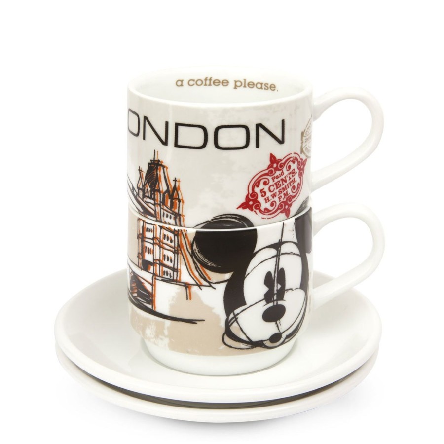 Breakfast Egan | Set 2 Stackable Espresso Cups London With Saucers