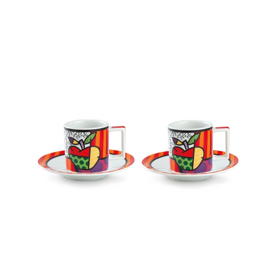 Breakfast Egan | Set 2 Espresso Cups With Saucers Britto Apple Ml.90