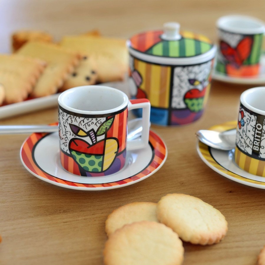 Breakfast Egan | Set 2 Espresso Cups With Saucers Britto Apple Ml.90