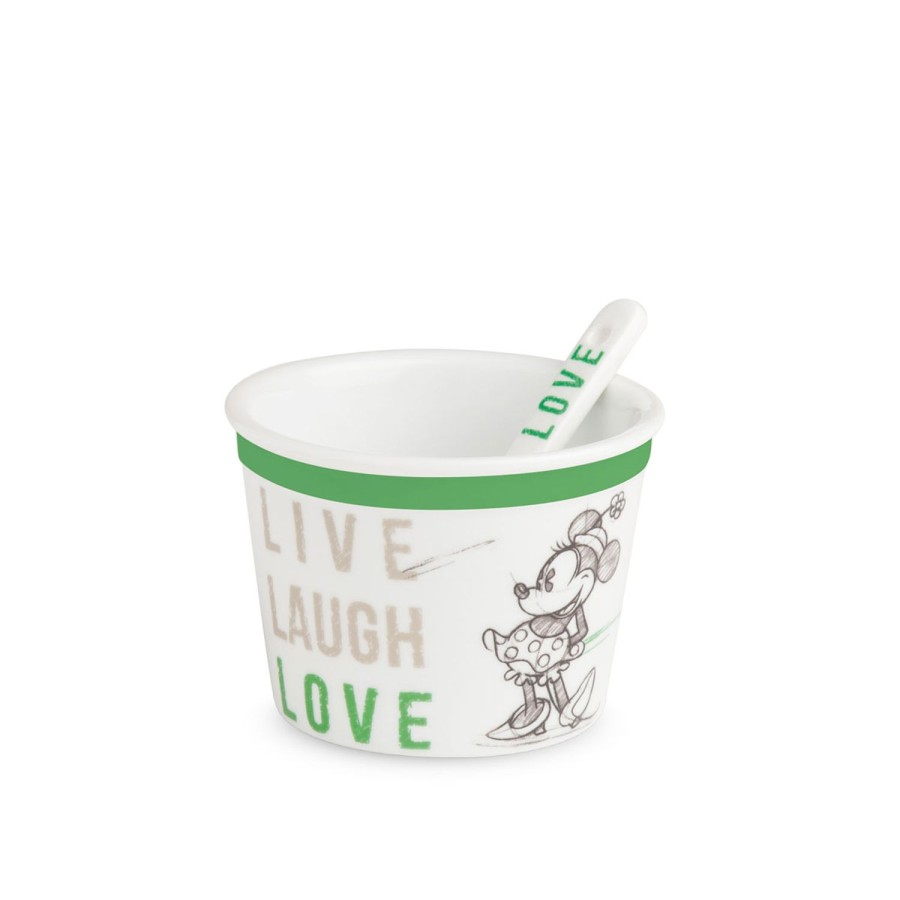 Table Egan | Ice Cream Cup With Spoon Minnie Live Laugh Love Green O9