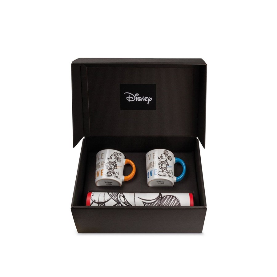 Breakfast Egan | Set 2 Stackable Mugs + 2 Placemat Pp Blue Mickey Mouse