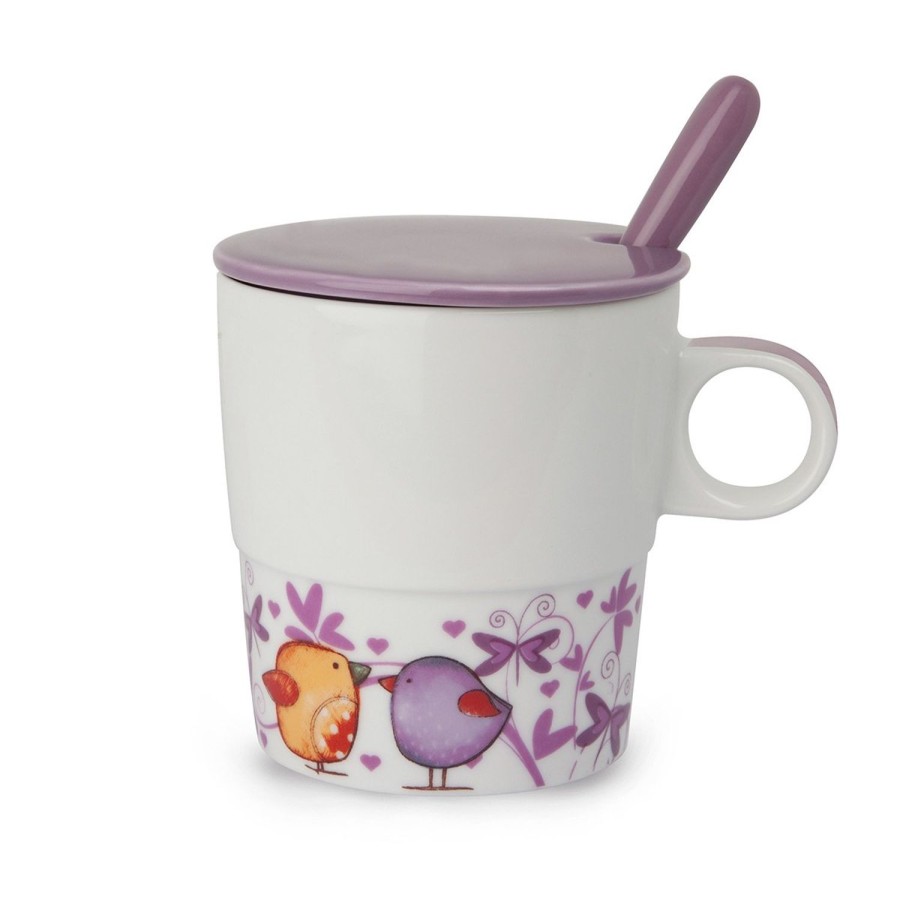 Breakfast Egan | Infusion Cup "Tea For Two" With Spoon Violet