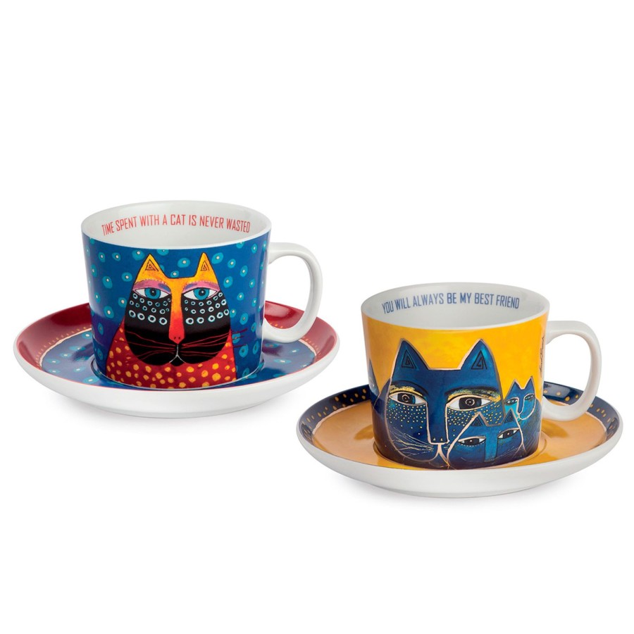 Breakfast Egan | Set 2 Cappuccino Cups Blue/Yellow