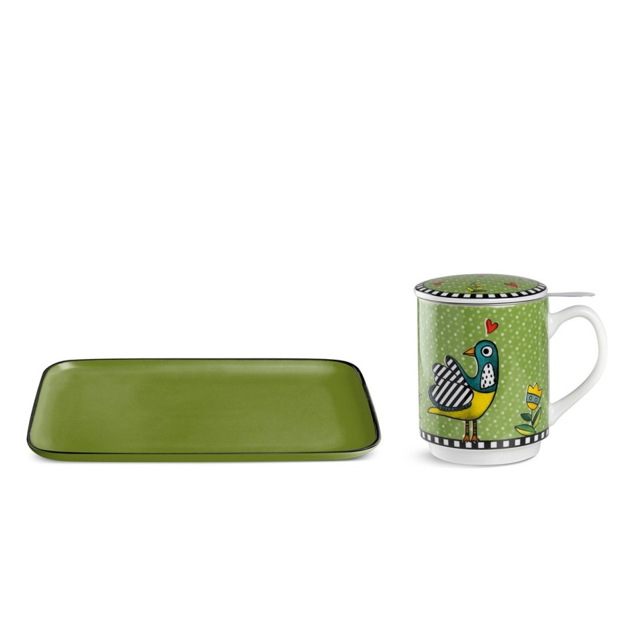 Gift Ideas Egan | Set Tray And Infusion Cup Cocorico Green