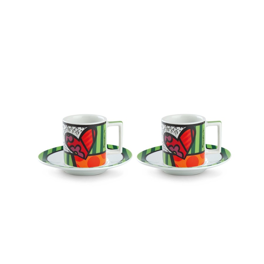 Breakfast Egan | Set 2 Espresso Cups With Saucers Britto Heart Ml.90