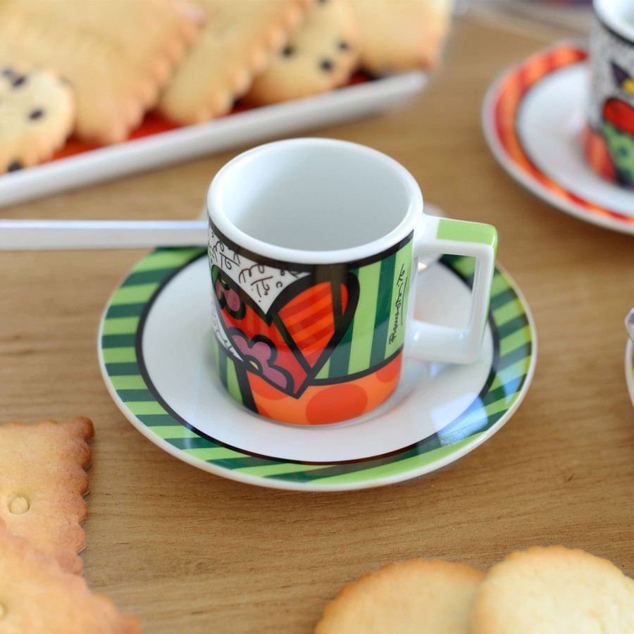 Breakfast Egan | Set 2 Espresso Cups With Saucers Britto Heart Ml.90