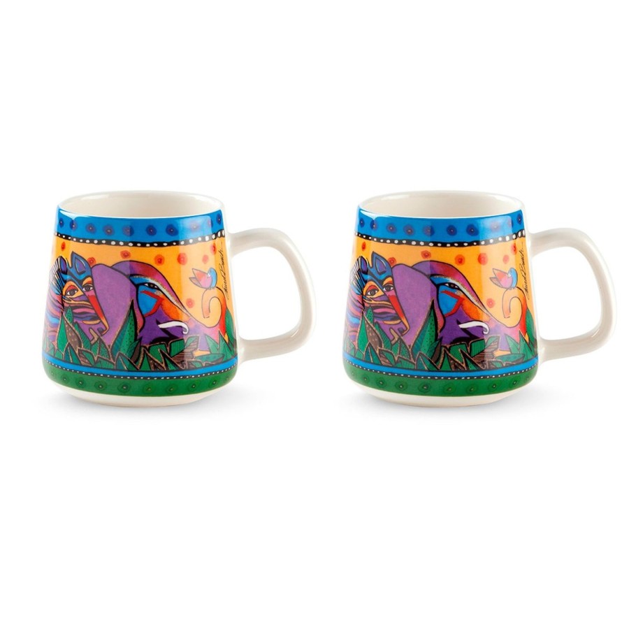 Breakfast Egan | Set 2 Mugs Laurel Burch Jungle Yellow