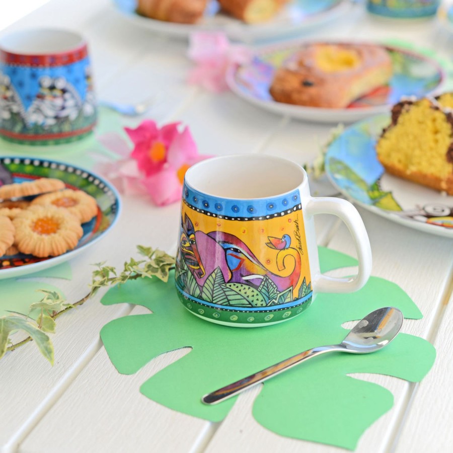 Breakfast Egan | Set 2 Mugs Laurel Burch Jungle Yellow