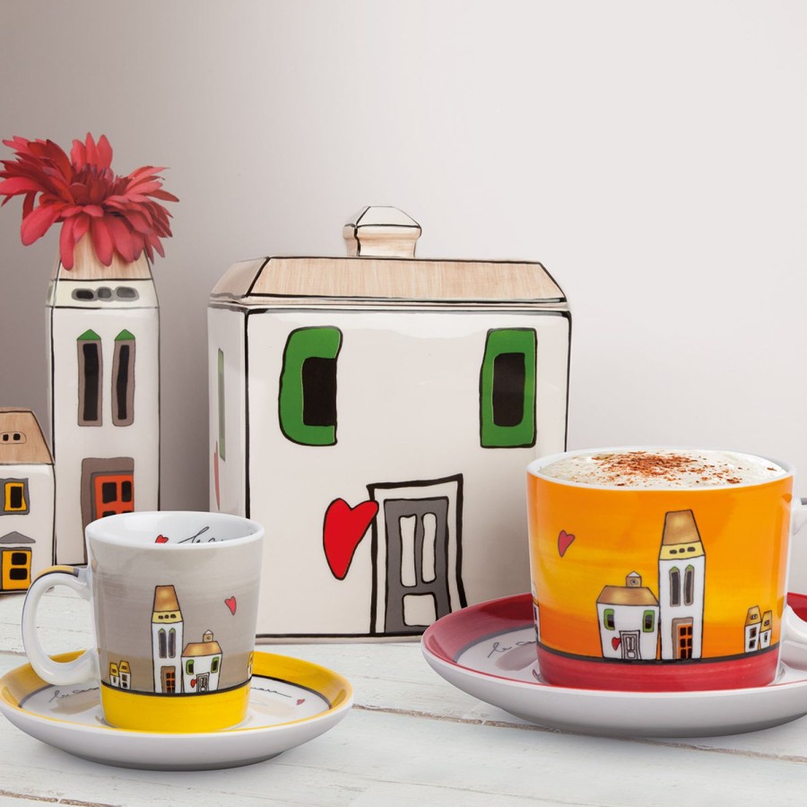 Breakfast Egan | 2 Coffee Cup Set "Le Casette" Yellow