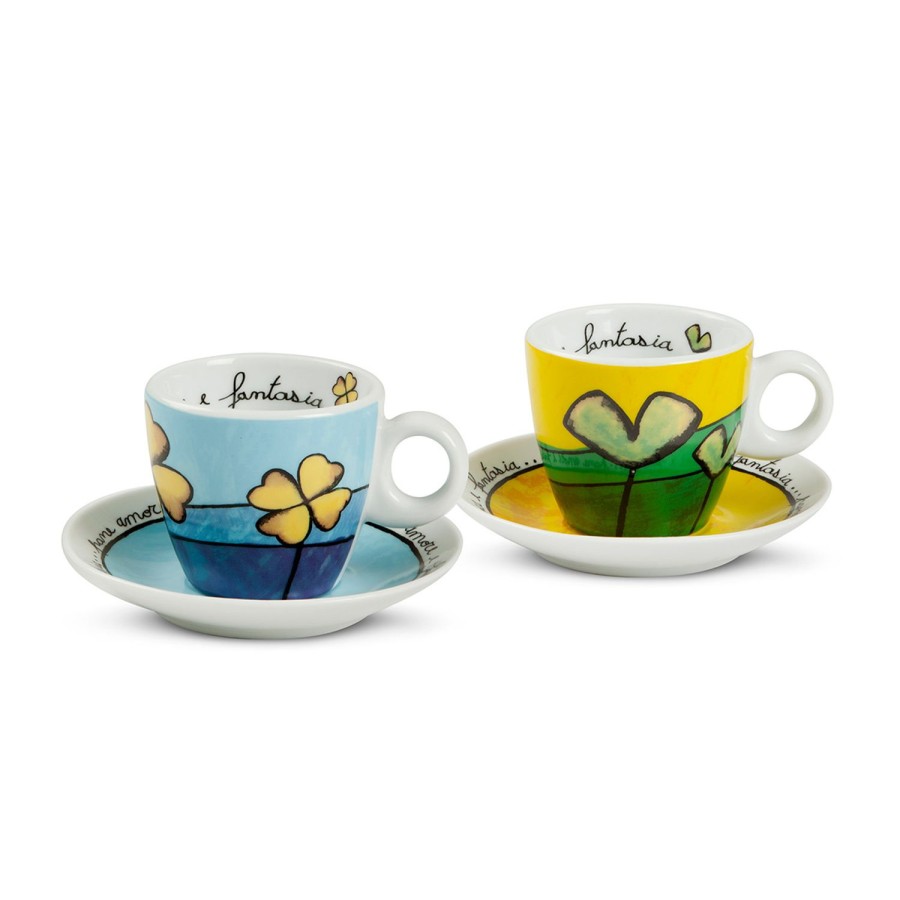 Breakfast Egan | Set 2 Green And Blue Coffee Cups-Saucers