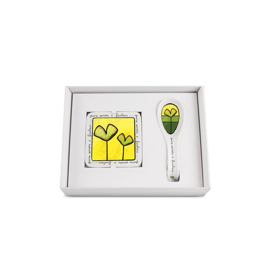 Kitchen Egan | Set Pane Amore Fantasia Ladlerest + Trivet Green