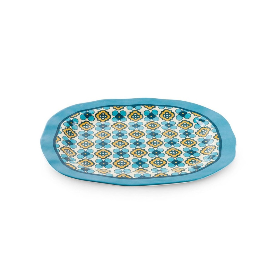 Home Furnishing Egan | Oval Tray Majorica Blue Cm. 31X25