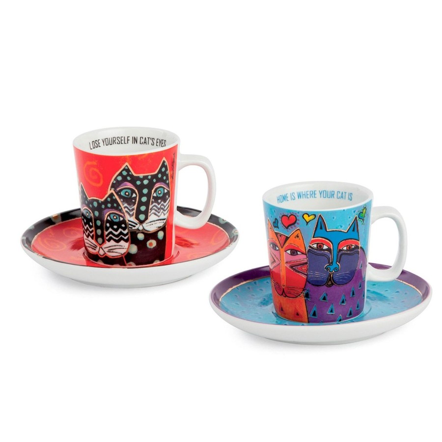 Breakfast Egan | Set 2 Espresso Cups Light Blue/Red